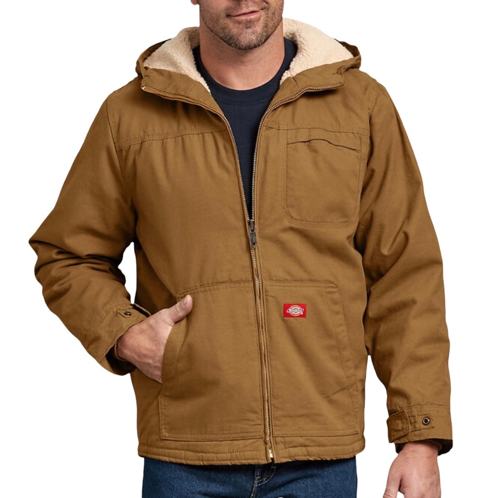 DICKIES Men’s 2XL Brown / Tan Sanded Duck Sherpa Lined Jacket